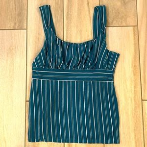 Ann Taylor top. Size XS. Excellent condition. Aqua blue with white stripes.